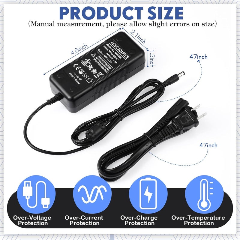 Konohan Power Supply Cord Compatible with Nurture Right 360° Egg Incubator 12v AC/DC Compatible with Nurture Right 360° Egg Incubator Parts for Temperature Humidity Control Hatching Supply Cord - Image 2